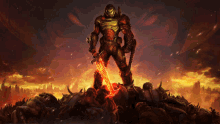 Doom Slayer Standing On Fire GIF