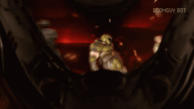 Doomguy Walking With Robot And Man GIF