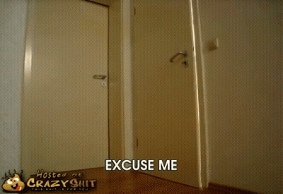 Door With Caption Excuse Me GIF