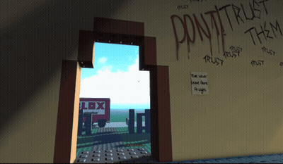 Doorway With Graffiti Saying Pontitrust This GIF