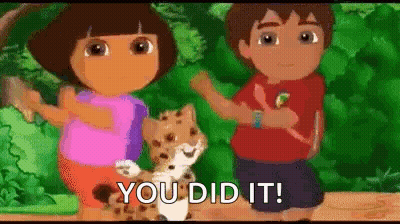 Dora And Diego Are Standing Next To Each Other With A Leopard . GIF