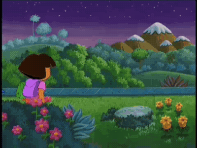Dora And Monkey Beside Train GIF