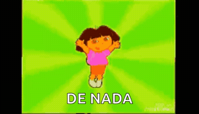 Dora The Explorer Is Jumping In The Air With The Words De Nada Written Below Her GIF