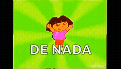 Dora The Explorer Is Standing In Front Of A Green Background With The Word De Nada . GIF