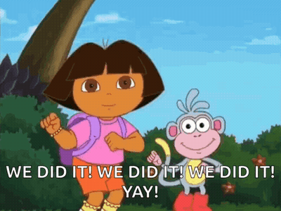 Dora The Explorer Is Standing Next To A Monkey And Saying `` We Did It ! '' GIF
