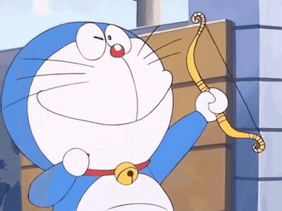 Doraemon Holding Bow And Arrow GIF