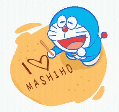 Doraemon Holding Stick Saying I Love Mashiho GIF