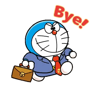 Doraemon In Suit And Tie Says Bye Sticker