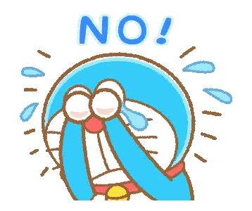Doraemon Is Covering His Face With His Hands And Says No Sticker