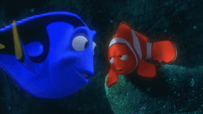 Dory And Clown Fish Looking At Each Other GIF