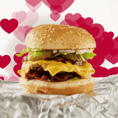 Double Cheeseburger With Bacon And Lettuce On Tin Foil GIF
