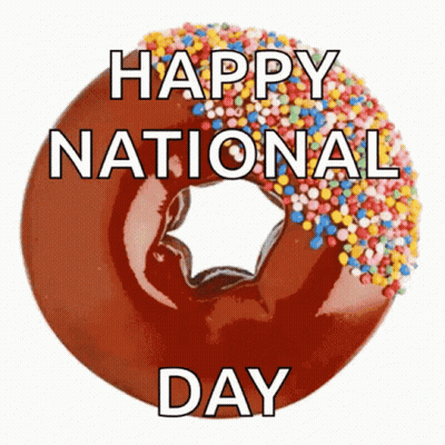 Doughnut With Sprinkles Saying Happy National Day GIF