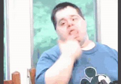 Down Syndrome Man Blue Mickey Shirt Funny Face GIF