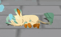 Dozing Leafeon Waking Up GIF