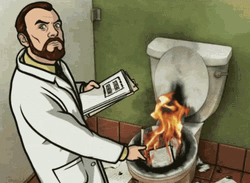 Dr Krieger Archer Burning Papers GIF