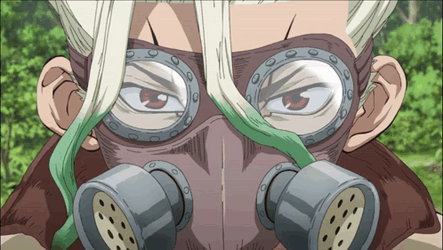 Dr Stone Anime Wearing Gas Mask GIF