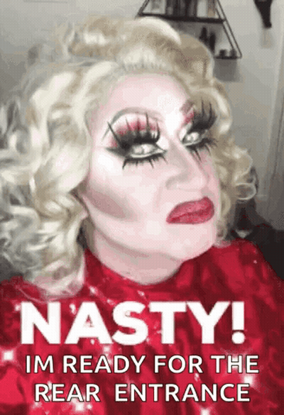 Drag Queen Blonde Hair Red Lips Rear Entrance GIF