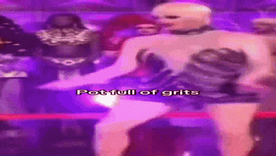Drag Queen Dancing In Purple Room Pot Full Of Grits GIF