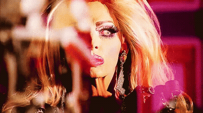 Drag Queen Face With Heart Background GIF