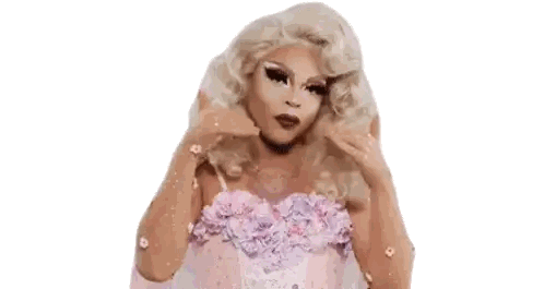 Drag Queen In Pink And Purple Dress Making Funny Face Sticker