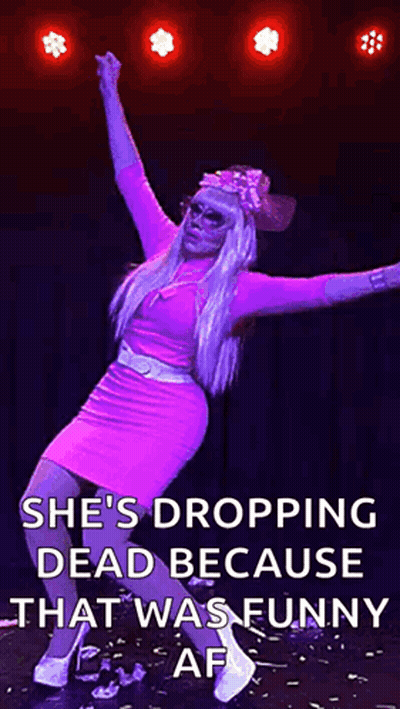 Drag Queen In Pink Dress Dancing On Stage GIF