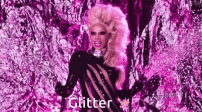 Drag Queen In Purple With Glitter GIF