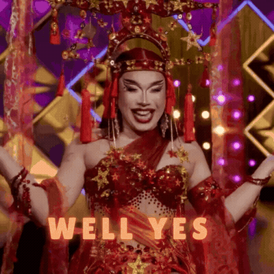 Drag Queen In Red Dress Saying Well Yes GIF