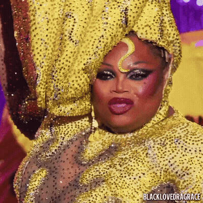 Drag Queen In Yellow And Gold Costume Blacklovedragrace GIF