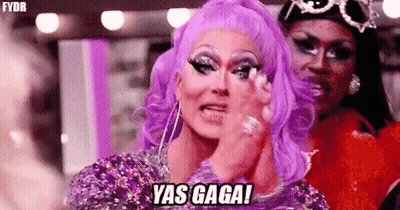 Drag Queen Purple Hair Saying Yas Gaga GIF