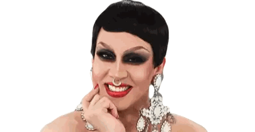 Drag Queen Smiling With Nose Ring And Earrings Sticker