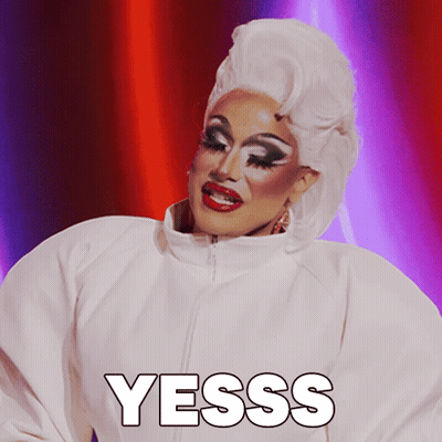 Drag Queen Wearing Yesss Jacket GIF
