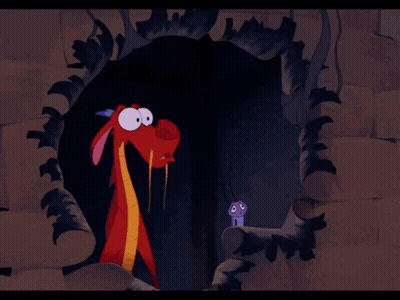 Dragon And Bug Standing In Cave GIF