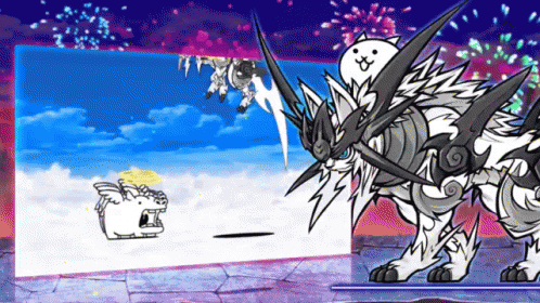 Dragon And Cat Fireworks Cartoon GIF