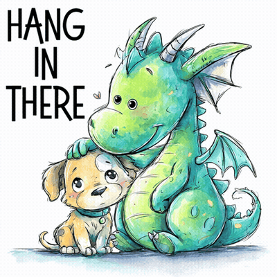 Dragon And Dog Hang In There GIF