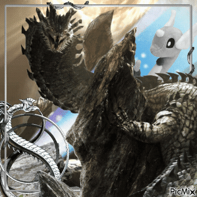 Dragon And Stuffed Animal With Picmix GIF