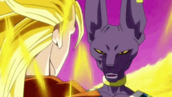 Dragon Ball Beerus Beating Goku In Just A Flick  GIF