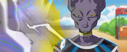 Dragon Ball Beerus Easily Resists Attack GIF