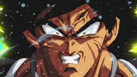 Dragon Ball Super Broly Transforming Above Ocean GIF