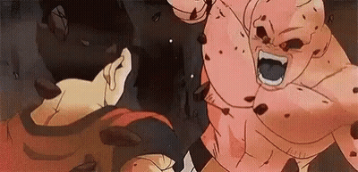 Dragon Ball Z Character Flying With Pink Bubble GIF