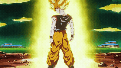 Dragon Ball Z Character With Yellow Light From Back GIF