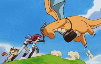 Dragon Carrying Briefcase Pulled By People GIF