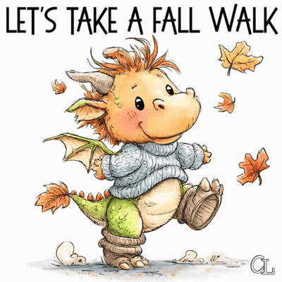 Dragon In Sweater And Socks Let's Take A Fall Walk GIF