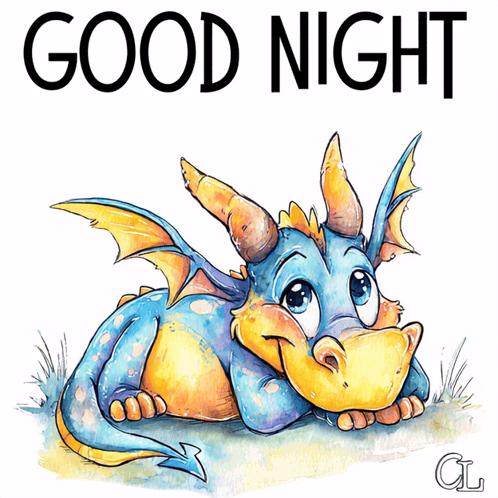 Dragon Laying Down Saying Good Night GIF