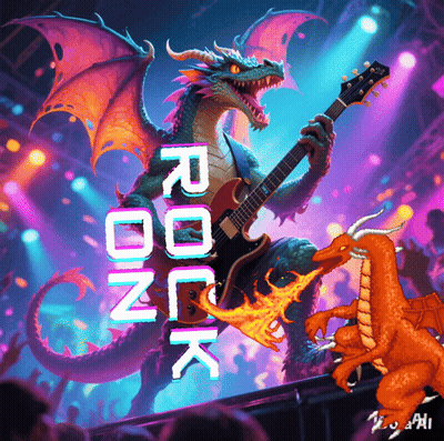 Dragon Playing Guitar For Crowd Saying Rock GIF