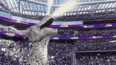 Dragon Statue In Stadium Mouth Open GIF
