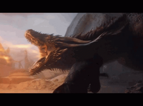 Dragon With Large Mouth In Desert GIF