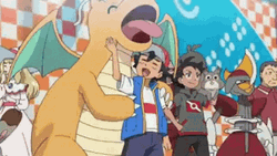 Dragonite Licks Ash Happily GIF