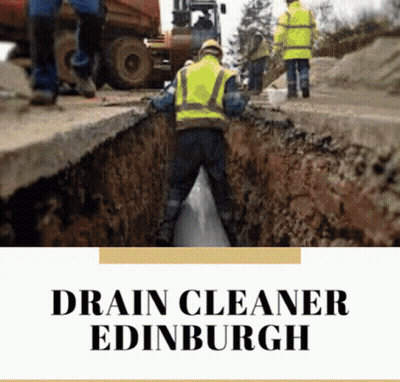 Drain Cleaner Ad Man In Yellow Vest Working On Pipe GIF