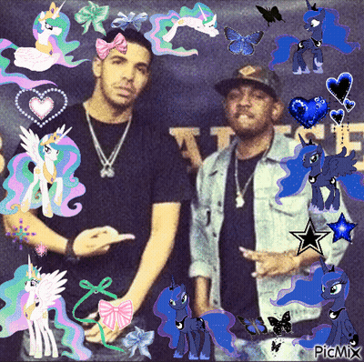 Drake And Man With Ponies And Butterflies GIF