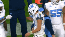 Drake Maye Low Fives With Teammates GIF